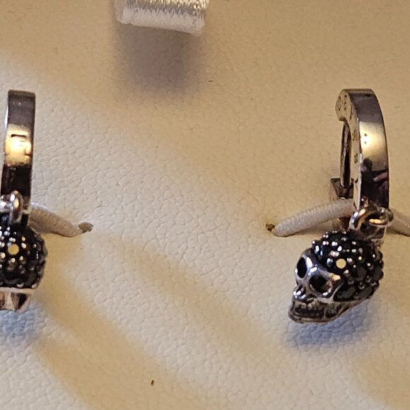 Thomas Sabo sterling silver skull earrings 925 blackened, black zirconium - Picture 4 of 16
